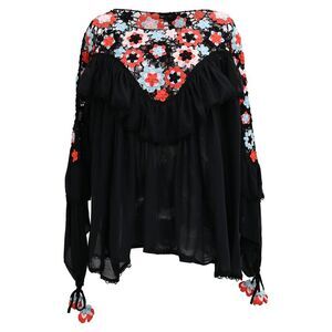 Alanui Embroidered Blouse in Black Cotton